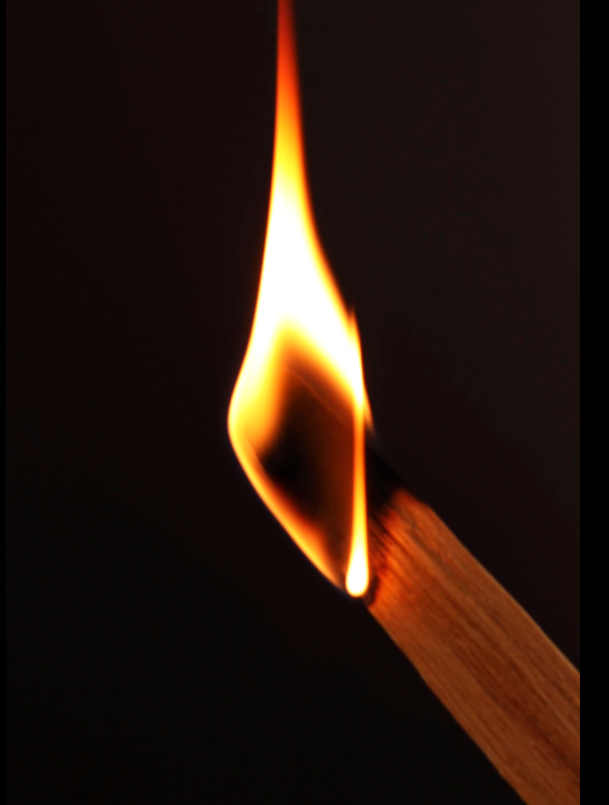 palo santo with a burning flame against a dark background